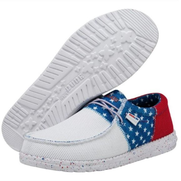 Hey Dude Wally Sox Tri Men's America Flag USA Patriotic Slip On Shoes Si… - Picture 2 of 6